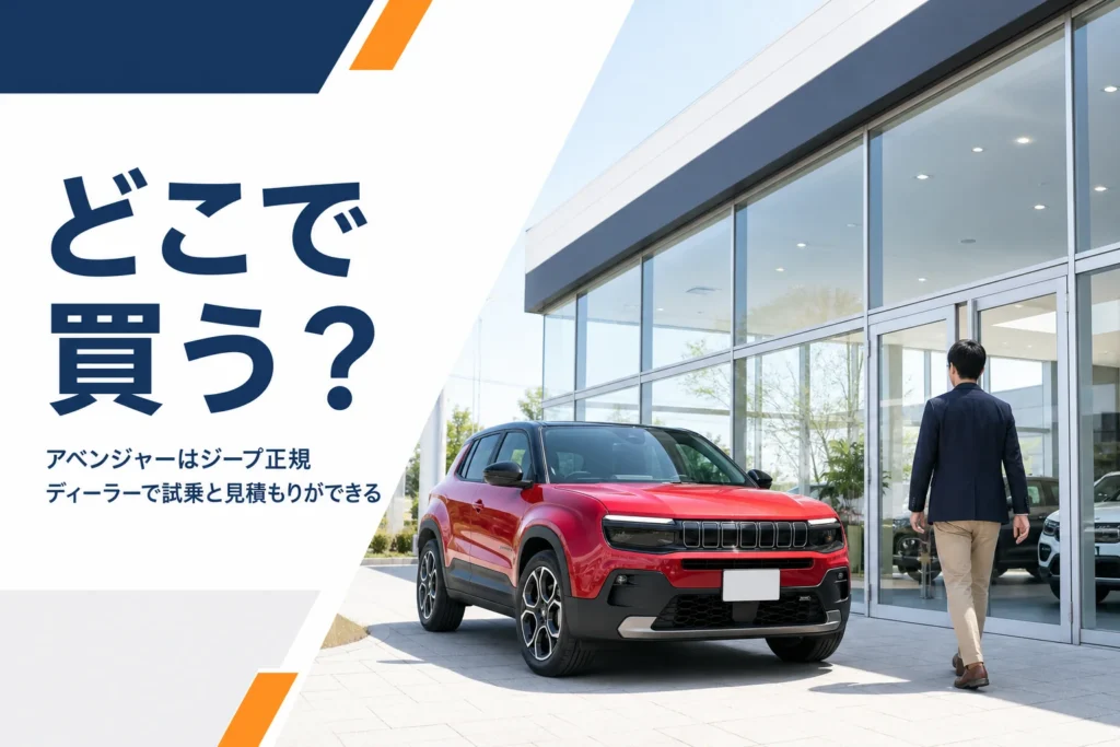アベンジャーを扱う輸入車ショールームの外観