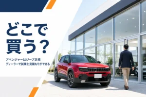 アベンジャーを扱う輸入車ショールームの外観