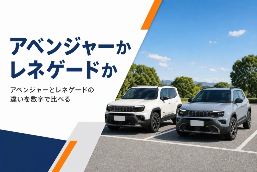 小型SUVと一回り大きい箱型SUVが並んで停まっているイメージ